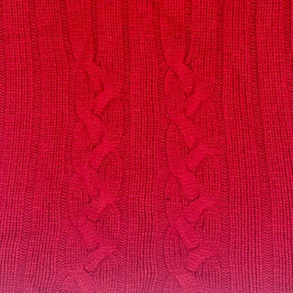 Vintage Red Cashmere Turtleneck Sweater Womens Medium Luxury Cable Knit - Picture 3 of 9